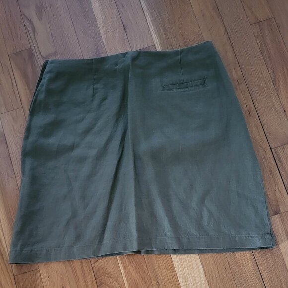 GH bass & co skirt khaki green linen skirt size 12 - Picture 2 of 2